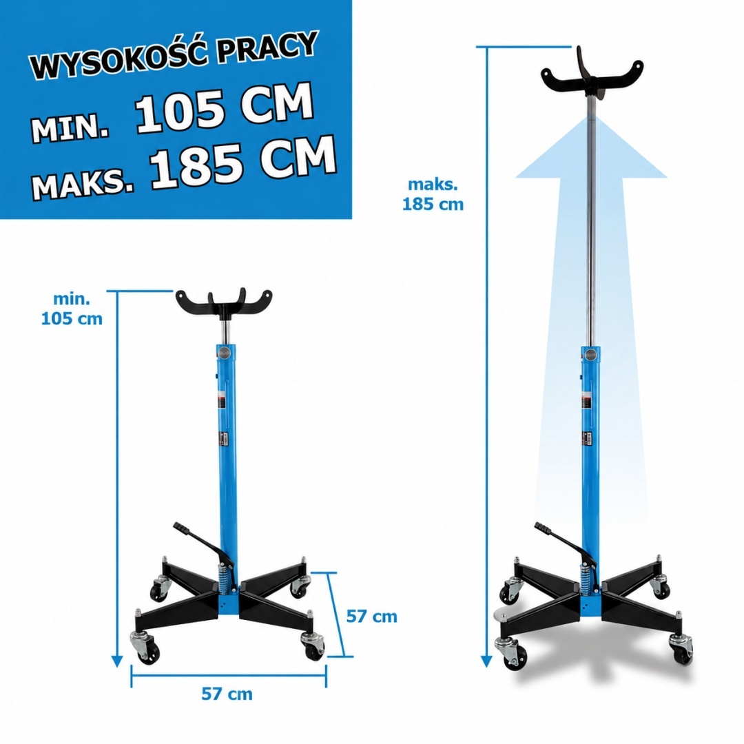 Zvedák stojan na motory a převodovky do 500kg 105-185cm Modrý MS19872-2